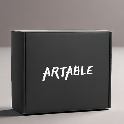 Custom Black Mailer Box Dengan Logo Layar Sutra Putih Strong E Corrugated Shipping Box
