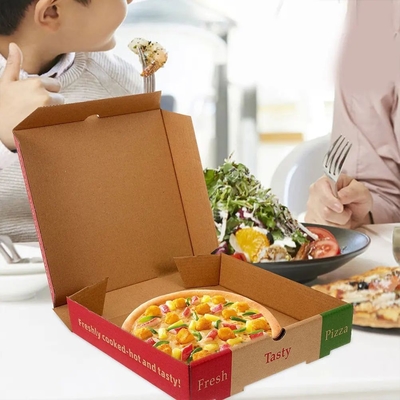 Kothak Pizza Kertas Makanan Kertas Kraft Kothak Pizza Kemasan Disesuaikan Diterbitkan Dengan Logo