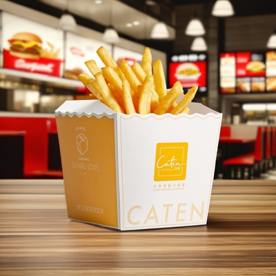 Kotak kertas untuk makanan sekali pakai dengan pita untuk kemasan hamburger