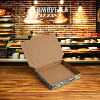 Matt Laminasi Brown Kraft Paper Pizza Box Untuk Food Packaging Custom Bentuk